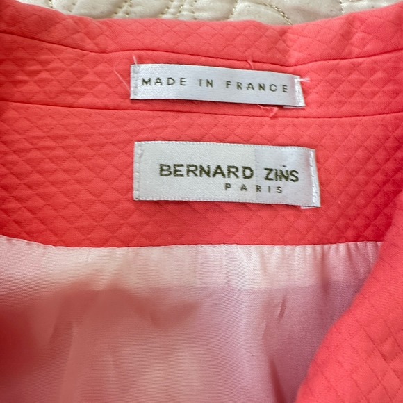 VTG Bernard Zins France Blazer Womens Sz 16 Cotton Lined Jacket Orange Coral EUC - Picture 7 of 12
